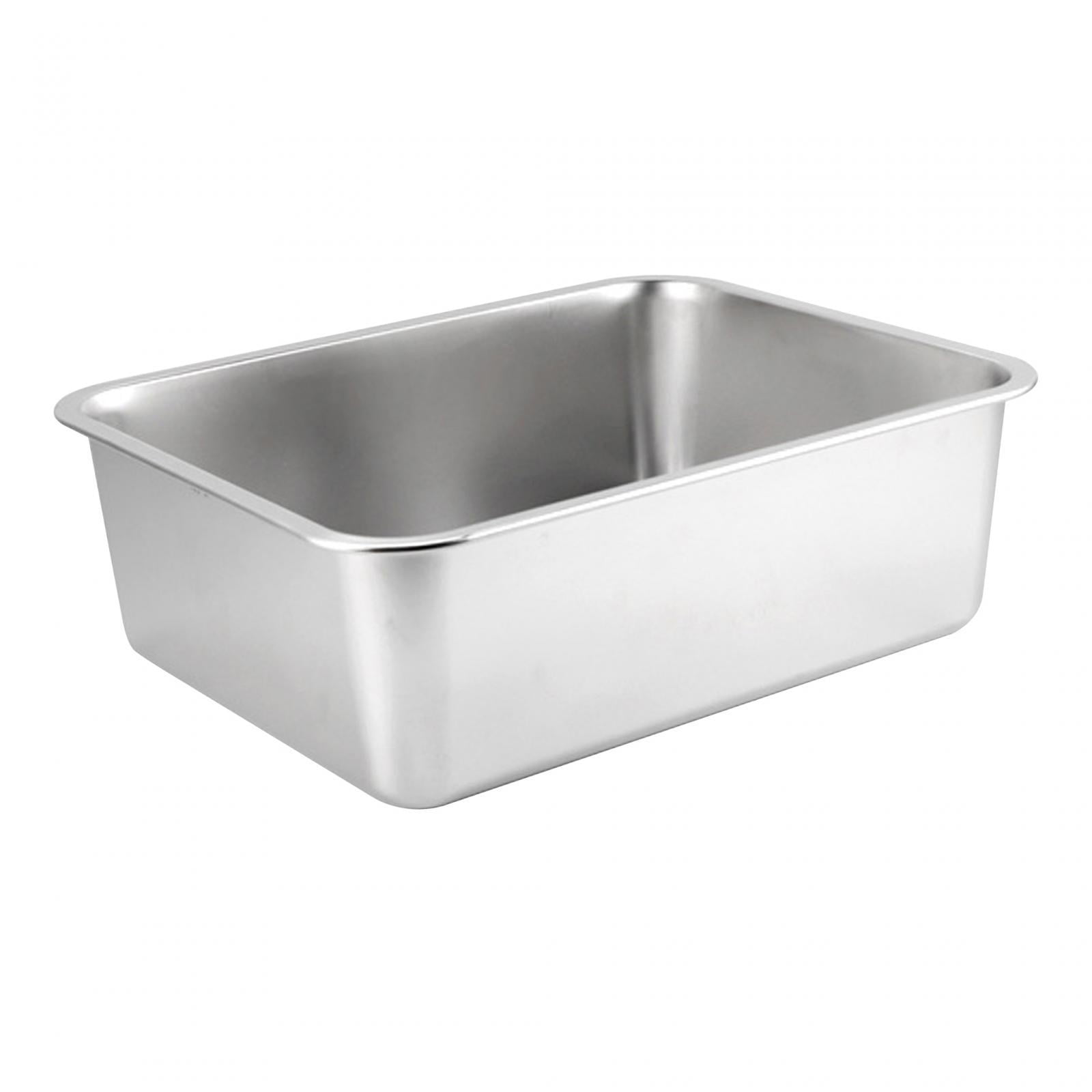 Cat Kitty Litter Pan Stainless Steel Open Top Pet Litter Tray Cat Toilet Easy to Clean Portable High Sided Cat Sandbox Cat Bedpan 50cmx35cmx10cm