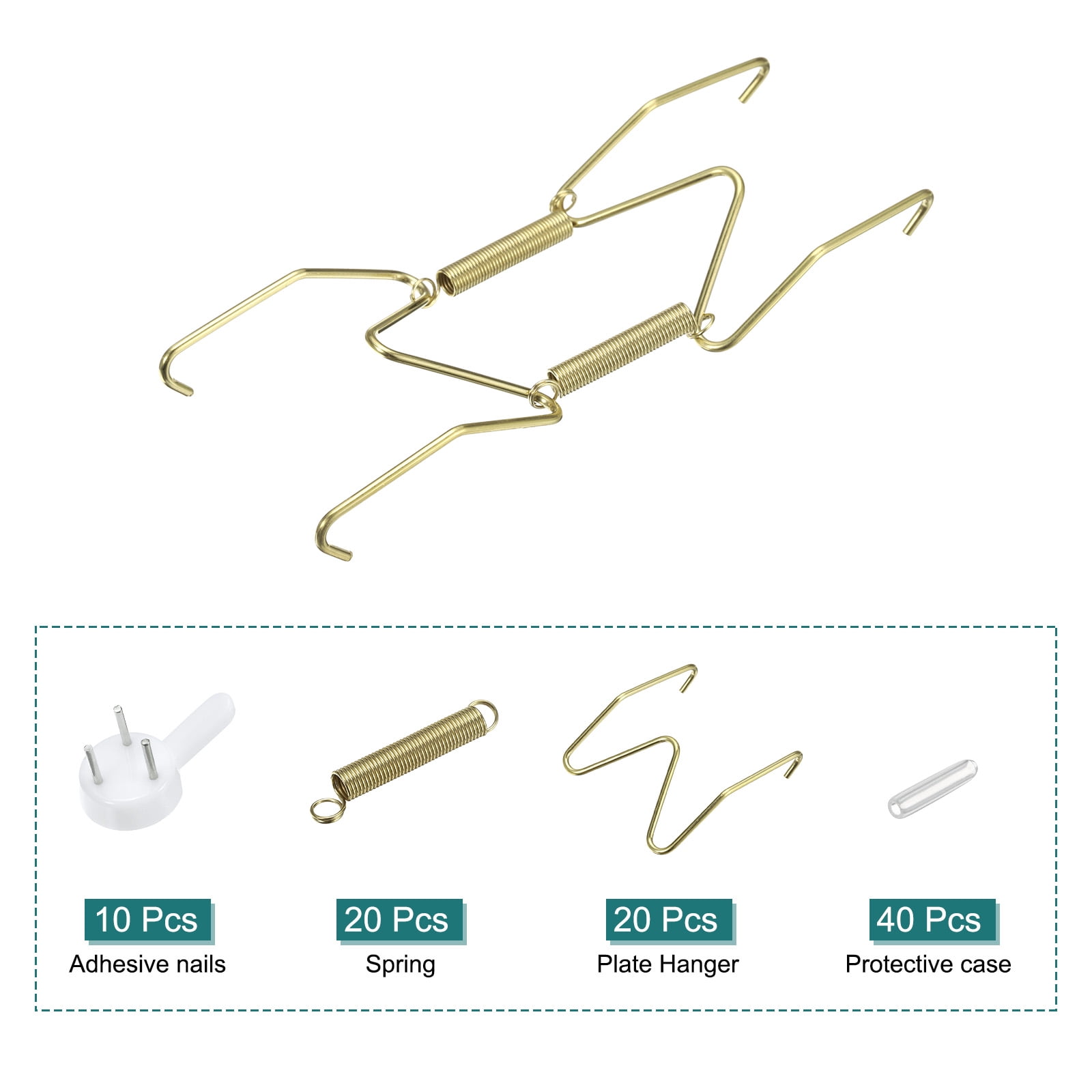 Unique Bargains 10Pcs Invisible Wall Plate Hangers for Plates and Artwork Display Gold