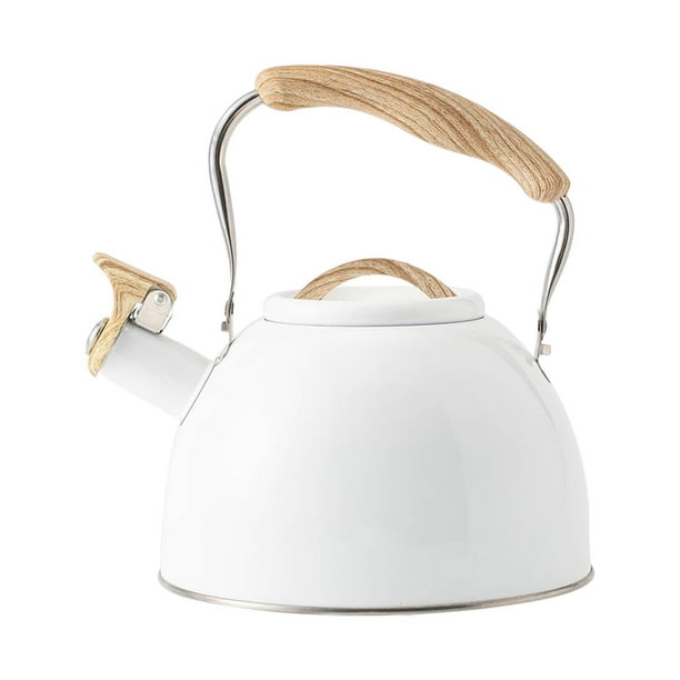 Enqiretly Stainless Steel Stovetop Tea Kettle Wooden 3L Handle Kettle