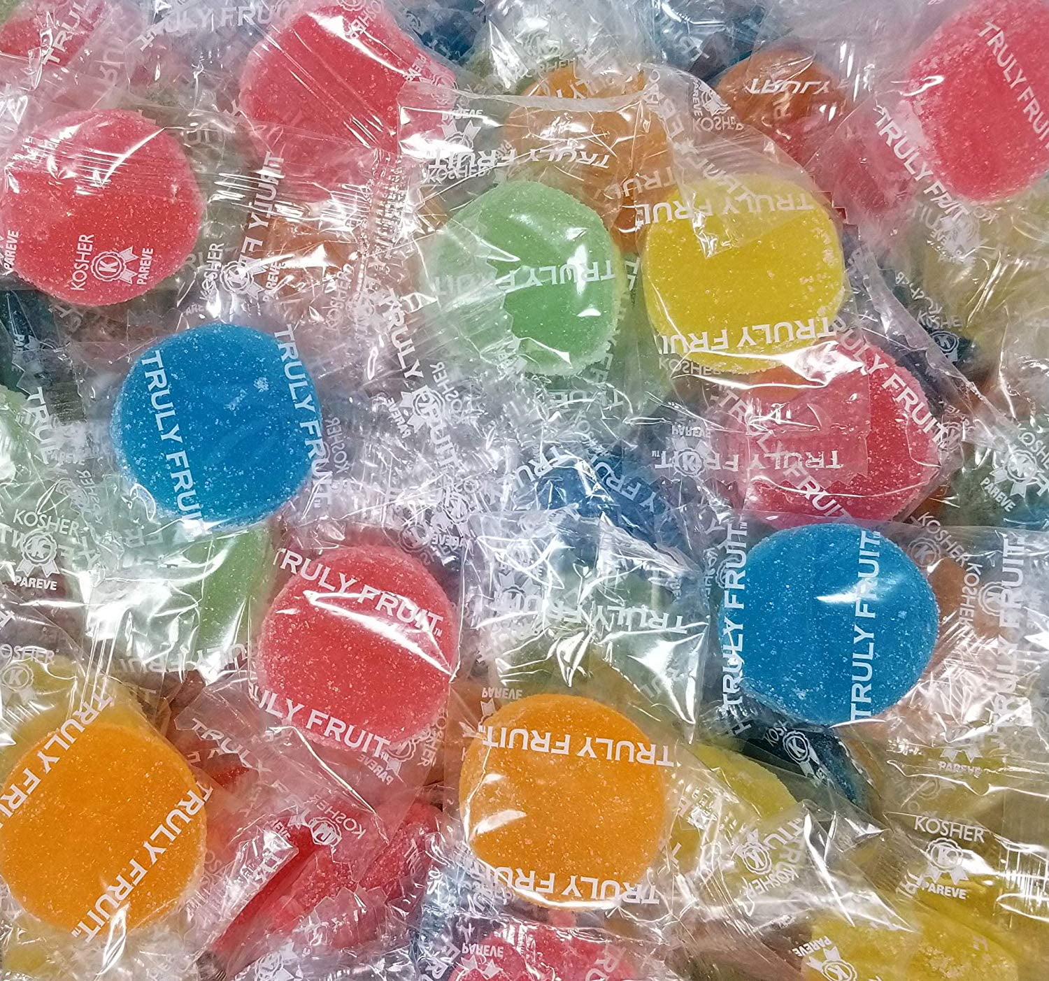 Truly Fruit Soft Jelly Candy Discs, Individually Wrapped Fruit Gems