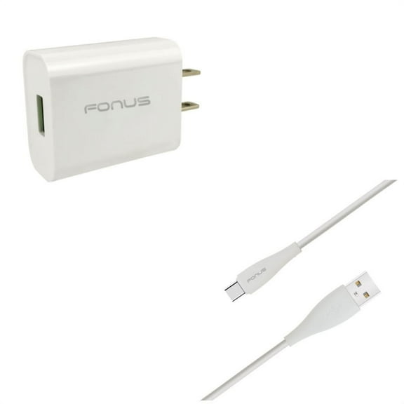 18W Quick Home Charger w Type-C 10ft USB Cable X3Q for LG G7 ThinQ, Stylo 4 - Motorola One, Moto Z4 Z3 Play Z2 Play Z Play Droid Force Droid X4 G7 Power Play G6 - Nokia 8, 7.1, 3.1 Plus