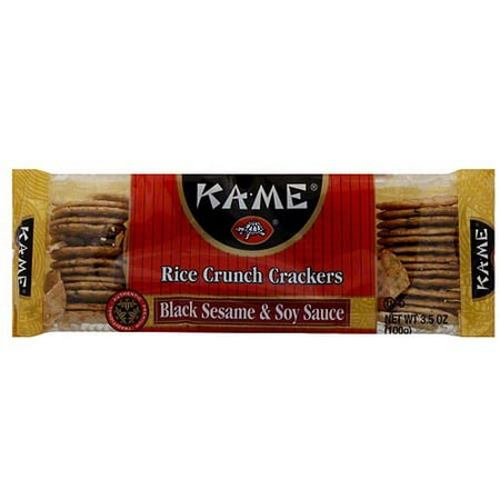 Ka-Me Black Sesame & Soy Sauce Rice Crackers, 3.5 oz (Pack of 12)