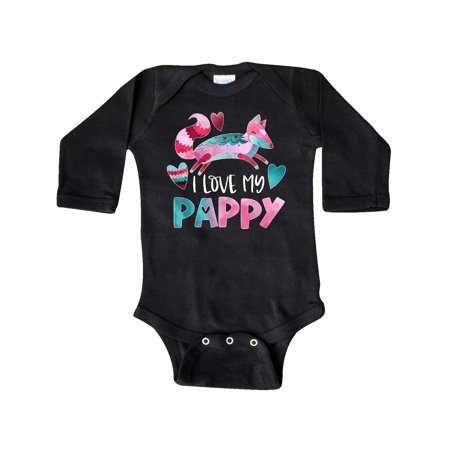 

Inktastic I Love My Pappy Pink and Blue Fox with Hearts Gift Baby Boy or Baby Girl Long Sleeve Bodysuit