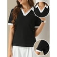 thumbnail image 2 of DARING DIVA Women's Summer Short Sleeve V Neck Casual Blouse XS Black, 2 of 6