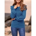 thumbnail image 2 of PRETTYGARDEN Women's Ruffle Long Sleeve Sweaters Crew Neck Lightweight Sweater Fall Trendy Ribbed Knit Pullover Tops, 2 of 9