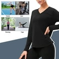 thumbnail image 3 of TFixol Camisas de entrenamiento para mujer sueltas de secado rápido con cuello en V elástico, 3 of 8