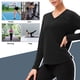 thumbnail image 2 of TFixol Camisas de entrenamiento para mujer sueltas de secado rápido con cuello en V elástico, 2 of 8