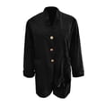 thumbnail image 5 of Arlun 2 Piece Sets for Women Breathable Linen V-Neck Long Sleeves Button down Shirts and Wide Leg Shorts Set 2026 Fashion Solid Color Summer Vacation Beach Outfits Black XXL, 5 of 5
