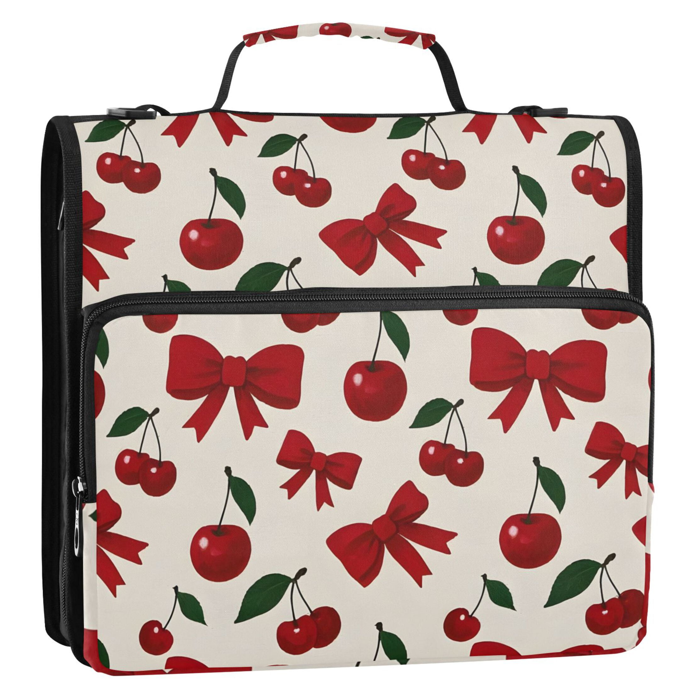 ALAZA Zipper Binder Cherry Fruits Bow 3 Ring Trapper Keeper File Folder Organizer Bag