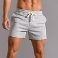 thumbnail image 5 of Elainilye Fashion Mens Plus Size Shorts Solid Cotton Three-point Sports Elastic Mid-waist Lace-up Shorts, 5 of 6