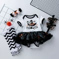 thumbnail image 2 of CONFREE Baby Girl Halloween Outfit Short Sleeve Cute Pumpkin Print Bodysuit Shoes With Hairband Hallowmas Performance Outfit Set Fall Clothing Set, 2 of 7