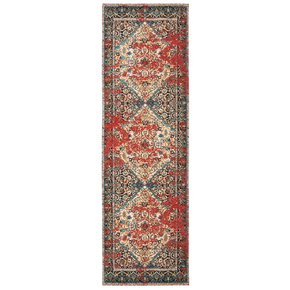 SAFAVIEH Classic Vintage Kian Oriental Polyester Runner Rug, Red/Charcoal, 2'3" x 8'