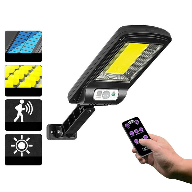 LSLJS Solar Outdoor Lights, Motion Sensor Solar Powered Lights IP65, 3 Modes, with Remote Control,Wall Security Lights for Fence Yard Garden Patio Front, Solar Lights