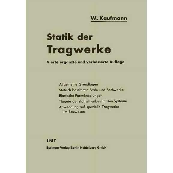 Handbibliothek Für Bauingenieure Statik Der Tragwerke, (Paperback)
