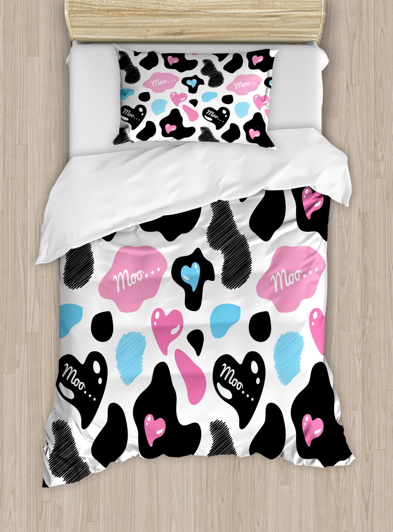 Cow Print Duvet Cover Set Lovely Cow Hide With Cute Hearts Moo