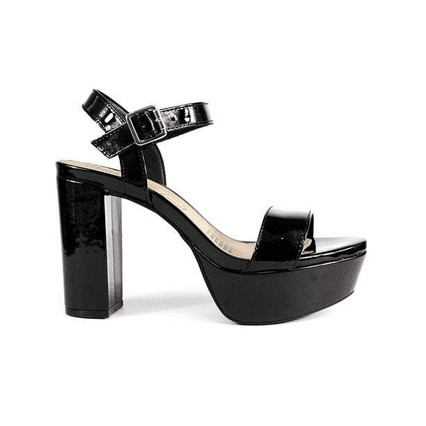 Sandalia Tacon de plataforma alto Mujer Flexi Piel 103706 Negro Charol Flexi Piel