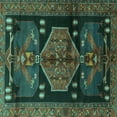 thumbnail image 1 of Ahgly Company Machine Washable Indoor Square Animal Turquoise Blue Traditional Area Rugs, 7' Square, 1 of 4