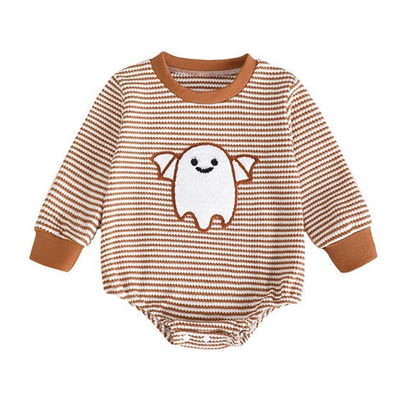 FYDUU Baby Boys Bodysuits Onesies One-Pieces Long Sleeve Knit Striped With Embroidery For Toddlers Autumn Winter Casual Outfit Stylish Elegant 0-3 Months