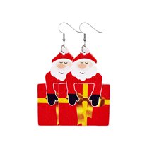 SUSHANG Christmas Leather Earrings Christmas Dwarf Leather Earrings Christmas Hat Shoes Earrings Snowflake Earrings