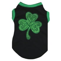 Petitebelle Green Sequins Clover Puppy Dog Shirt (Black, Medium)