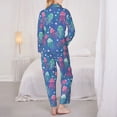 thumbnail image 3 of Pajama Sets for Women 2 Pcs, Cute Green Pink Jellyfish Button Down Long Sleeve Sleepwear Lounge PJ Sets, 3 of 6
