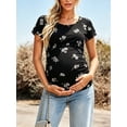 thumbnail image 2 of Women's Short Sleeve Maternity Shirt Side Ruched Pregnancy Tunic T-Shirt 3-Pack, 2 of 6