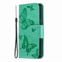 Allytech Galaxy S9 Case, Slim Fit PU Leather Folio Butterfly Embossed Shockproof Wrist Hand Strap Flip Cards Holder Wallet Case TPU Back Cover for Samsung Galaxy S9,Green