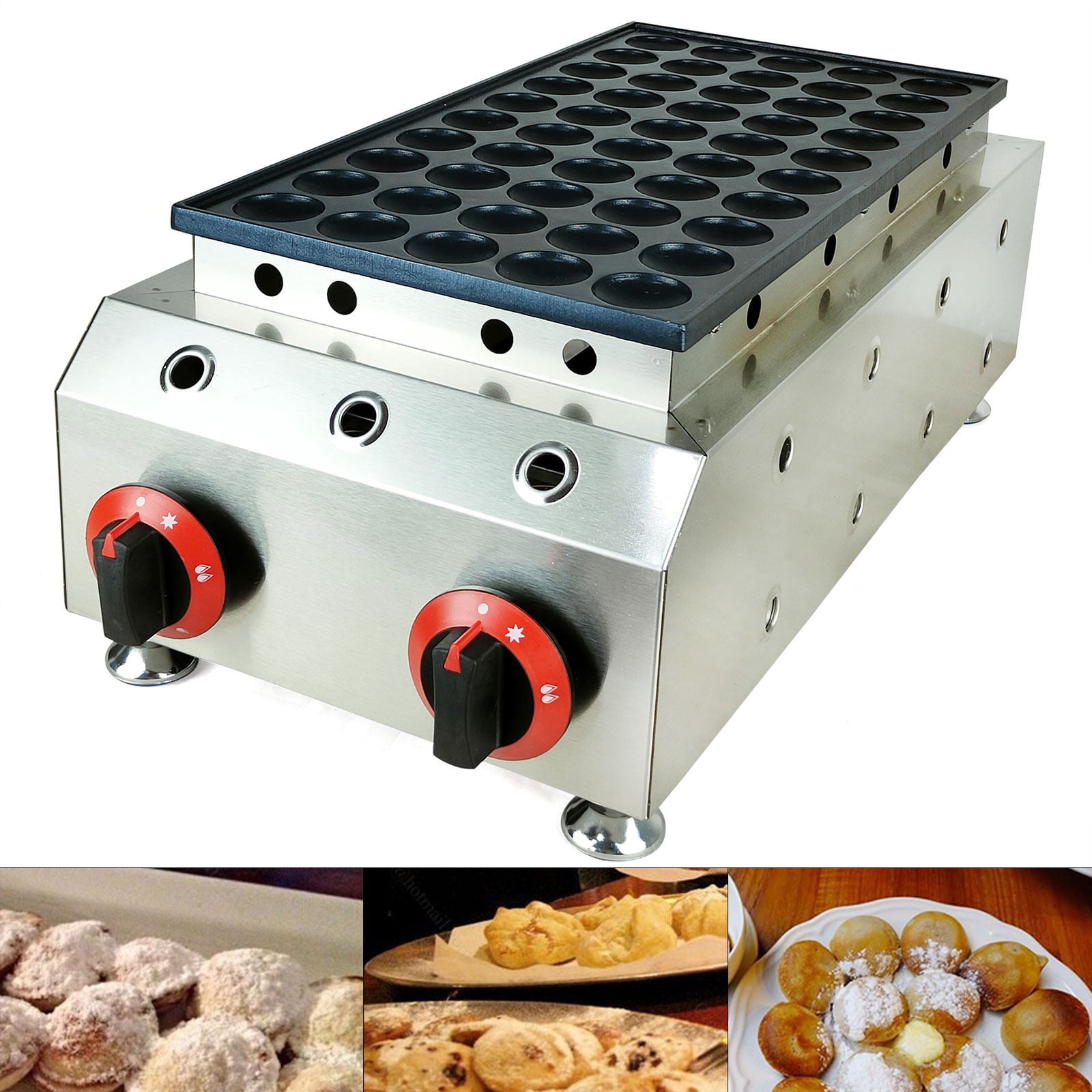 Commercial Gas Mini Dutch Pancakes 50 Holes LPG Baker Nonstick Waffle Maker