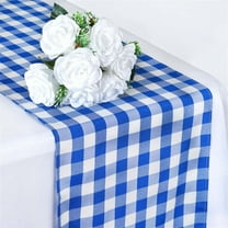 BalsaCircle 14" x 108" Gingham Checkered Table Runner Party Linens Blue