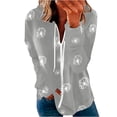 thumbnail image 1 of Pompotops Women Dandelions Printing Hooded Long Sleeve Zipper Drawstring Shirts Tops Coat, 1 of 5