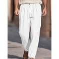 thumbnail image 3 of FOCUSNORM Men’s Wide Leg Pants Drawstring Mid Waist Pleated Front Long Pants Casual Beach Pants, 3 of 8