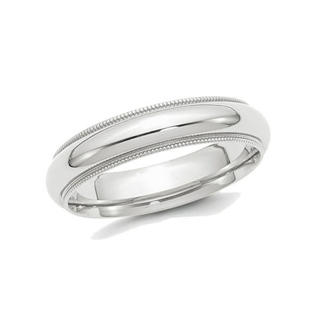 - Ladies or Mes Platinum Wedding Band 5mm Comfort Fit Milgrain