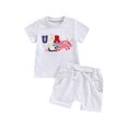 thumbnail image 2 of Toddler Boy 4th of July Set LetterEagle Embroidery Short Sleeve T-Shirt with Solid Color Shorts 2Pcs Outfit, 2 of 10