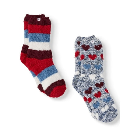 EV1 from Ellen DeGeneres 2 Pairs Hearts & Stripes Crew Cozy Socks
