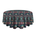 thumbnail image 5 of Multicolor Triangular and Diamond Shaped Geometric Boho Round Tablecloth 60"x60",Wrinkle Wipeable Table Cloth for Kitchen Dining Room Picnic Patio Party, 5 of 6