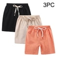 thumbnail image 4 of XXWXYD 3 Pack Toddler Kids Shorts Cotton Linen Pull On Drawstring Solid Color Casual Summer Playground Beach Comfort Breathable Playtime Everyday Outfit, 4 of 4