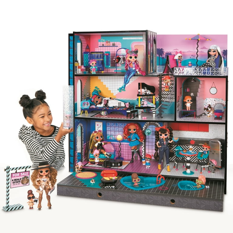  LOL Surprise Home Sweet with OMG Doll– Real Wood Doll House  with 85+ Surprises  3 Stories, 6 Rooms Including Elevator, Tub, Pool,  Patio, Living Room, Kitchen, Piano Bedroom, Bathroom, Fashion