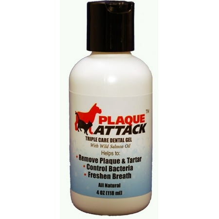 Plaque Attack Gel- thick salmon flavored gel ideal for dogs and cats. Clean teeth are just a swipe