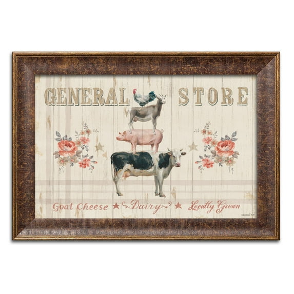 Gango Home Decor Country-Rustic Farm Patchwork I by Danhui Nai (Ready to Hang); One 18x12in Gold Trim Framed Print