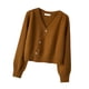 thumbnail image 2 of Cárdigan de punto para mujer, suéter, chaqueta, ropa, abrigo, manga larga, ropa exterior, frente abierto Marrón, 2 of 9