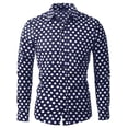 thumbnail image 1 of Camisas de hombre con lunares, manlarga, corte ajustado, estampado, camicon botones Azul marino 48, 1 of 7