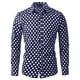 thumbnail image 1 of Camisas de hombre con lunares, manlarga, corte ajustado, estampado, camicon botones Azul marino 48, 1 of 7