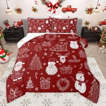 Manfei Santa Claus Snowman 2pcs Bedding Comforter Set for Teens Boys Girls,Xmas Tree Snowman Twin Comforter Sets,Merry Christmas Breathable Bedding Set,Super Cozy Room Decor,Reversible