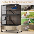 thumbnail image 5 of HABUTWAY 60''H Metal Large Ferret Cage, Rolling Chinchilla Cage, Critter Nation Cage, Indoor Wooden Pet Crate Furniture Grey Walnut, 5 of 7