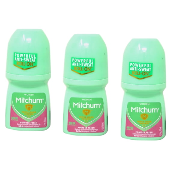 Mitchum Women Roll On Antiperspirant Deodorant Powder Fresh 48 Hour Protection 1.7 oz (Pack of 3)