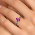 thumbnail image 4 of Gem Stone King 14K White Gold Pink Created Sapphire Solitaire Engagement Ring for Women | 0.90 Cttw | Oval 7X5MM | Gemstone September Birthstone | Size 7, 4 of 6