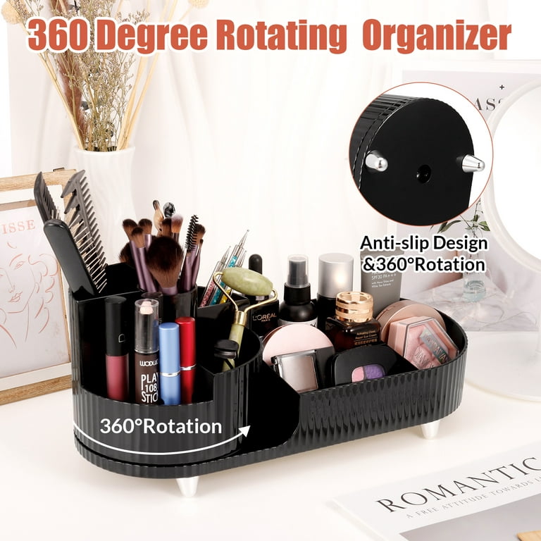  Makeup Brush Holder Organizer - 360 Rotating Make Up Organizer,  Clear Spinning Cosmetic Storage Cup, Large Capacity Makeup Desk Organizer  for Vanity Decor, Bathroom Countertops, Dresser Counter : Home & Kitchen