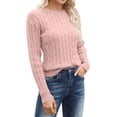 thumbnail image 3 of Langwyqu Fall Winter Women Long Sleeve Cable Knit Sweater Pullover, 3 of 5