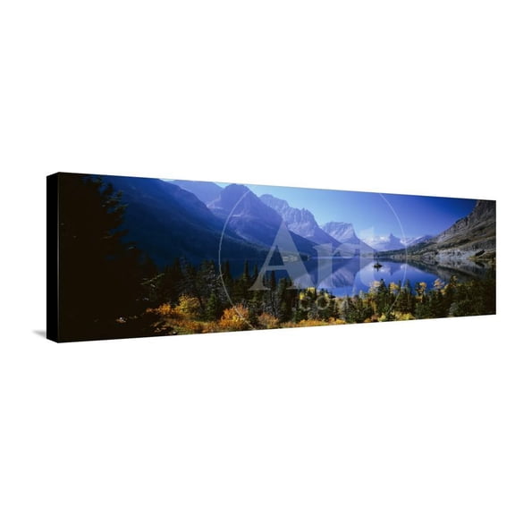 Mountains Reflected in Lake, Glacier National Park, Montana, USA, Scenic Stretched Canvas Wall Art Sold by Art.Com