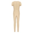 thumbnail image 4 of inhzoy Kids Girls Gymnastics Dance Bodysuit Full Body Unitards Short Sleeve Catsuit Tumbling Outfit Zipper Workout Nude 12, 4 of 5